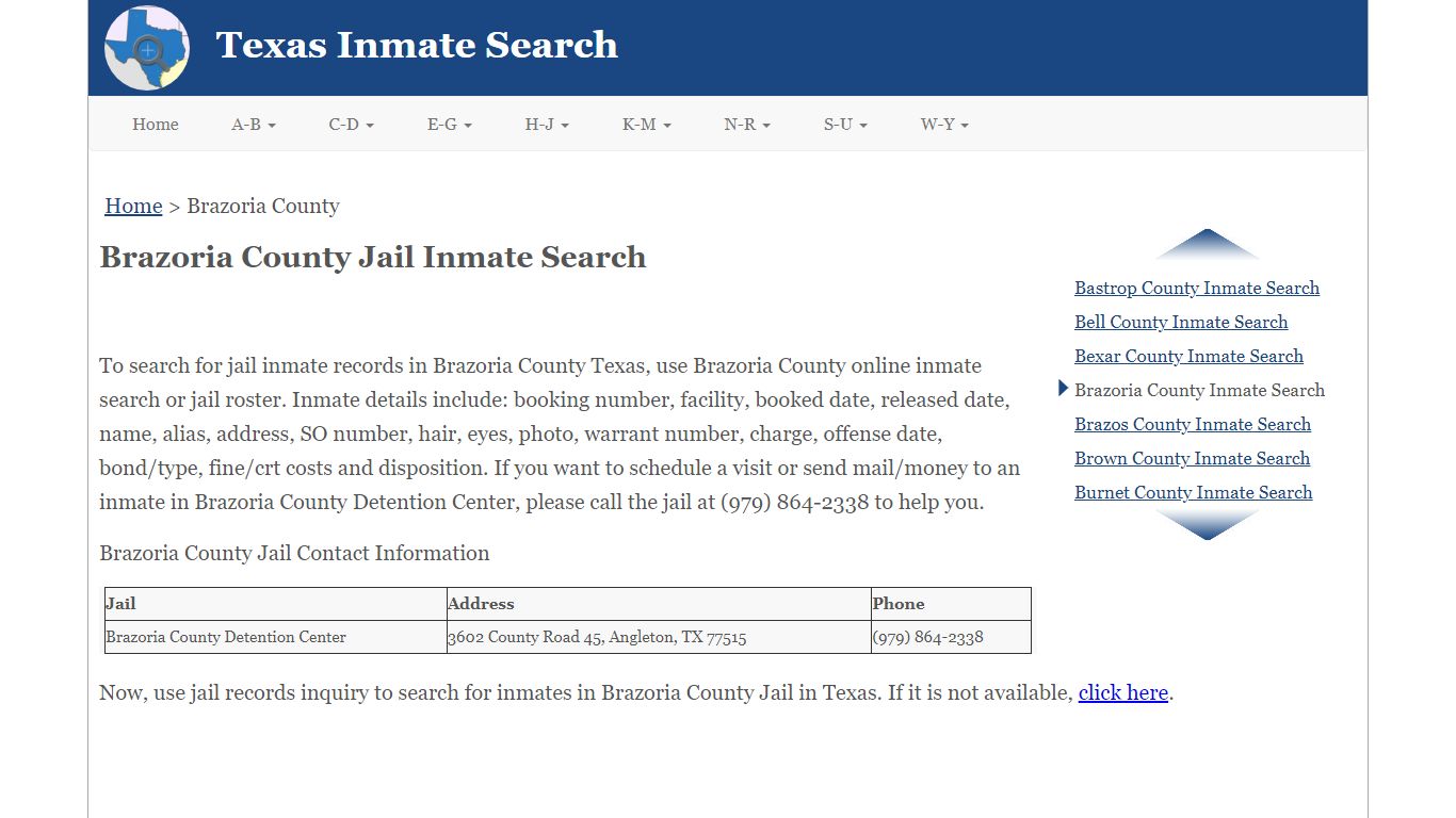 Brazoria County Jail Inmate Search
